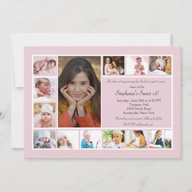 13 Photo Collage Vertical Photo Invitation (Front)