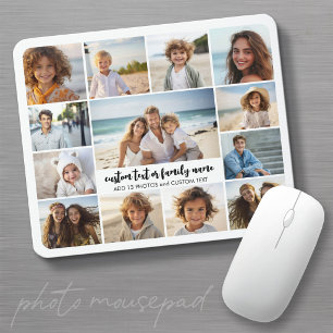13 Photo Collage with Family Text in Centre Mouse Pad