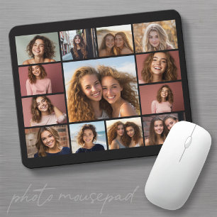 13 Photo Instagram Collage with Black Background Mouse Pad