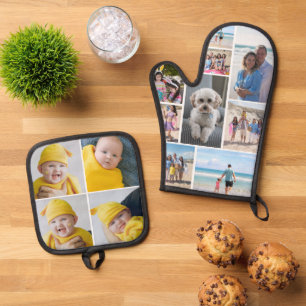 13 Photo Template Personalized Oven Mitt & Pot Holder Set