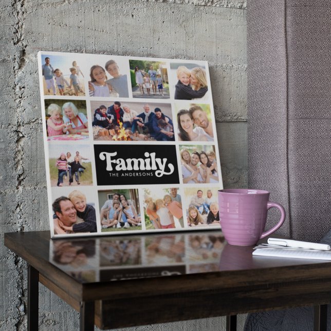 13 Photos Collage Family Monogram Canvas Print (Creator Uploaded)