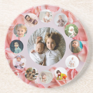 13 Photos collage Personalized Name rosy  Coaster