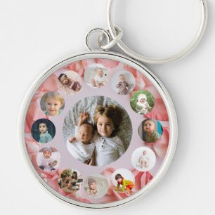 13 Photos collage Personalized Name rosy Keychain