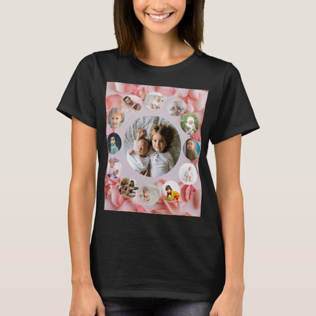 13 Photos collage Personalized Name rosy  T-Shirt (Front)