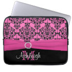 13" Pink Black White FAUX Ribbon Laptop Sleeve