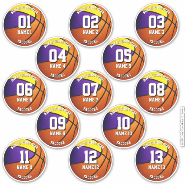 13 purple gold sports team colours basketball  (Front)