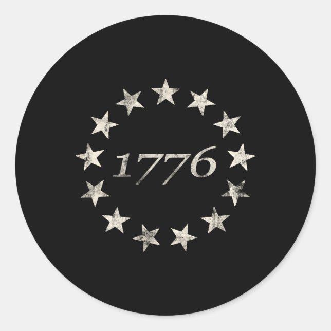 13 Star Flag Betsy Ross Distressed American Flag 1 Classic Round Sticker (Front)