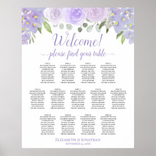 13 Table Lavender Floral Wedding Seating Chart