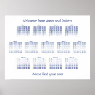 13 Table Minimalist Dark Blue Seating Chart