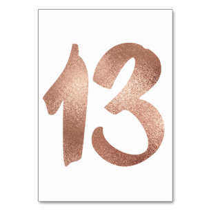13 Table Number White Metallic Pink Rose Gold Table Number