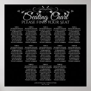 13 Tableau Argent sur Mariage noir Tableau de sièg