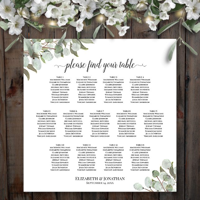 13 Tableau Eucalyptus Mariage de verdure (In Situ on Wooden Wall with Flowers)