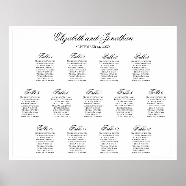 13 Tableau Mariage simple d'élégance (Devant)