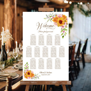 13 Tableau Tableau Mariage floral rose jaune