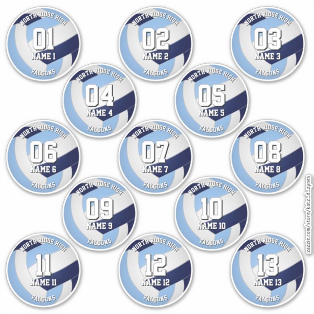 13 volleyball players lt blue navy team colours (Front)