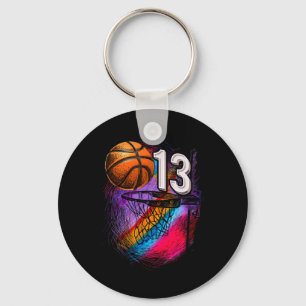 13 Year Old 13th Birthday Bysketbyll Official Teen Keychain