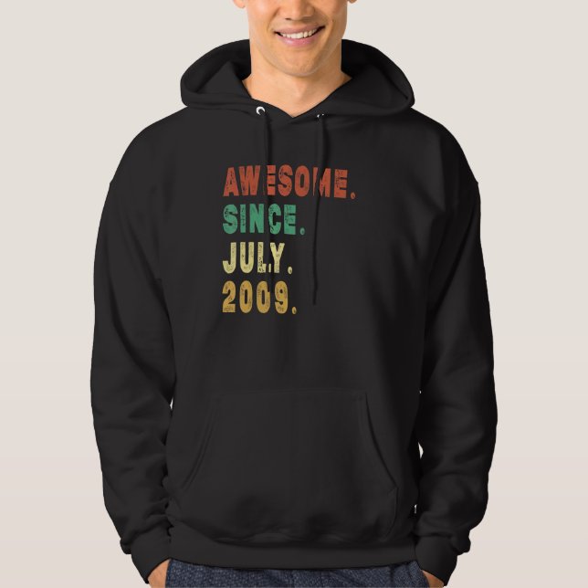 13 Year Old Awesome Since July 2009 13th Birthday Hoodie (Front)