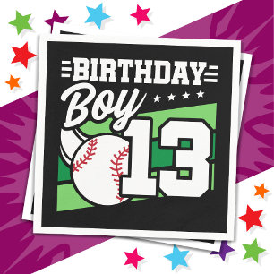 13 Year Old Baseball Party Theme 13th Birthday Boy Napkin