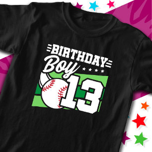 13 Year Old Baseball Party Theme 13th Birthday Boy T-Shirt