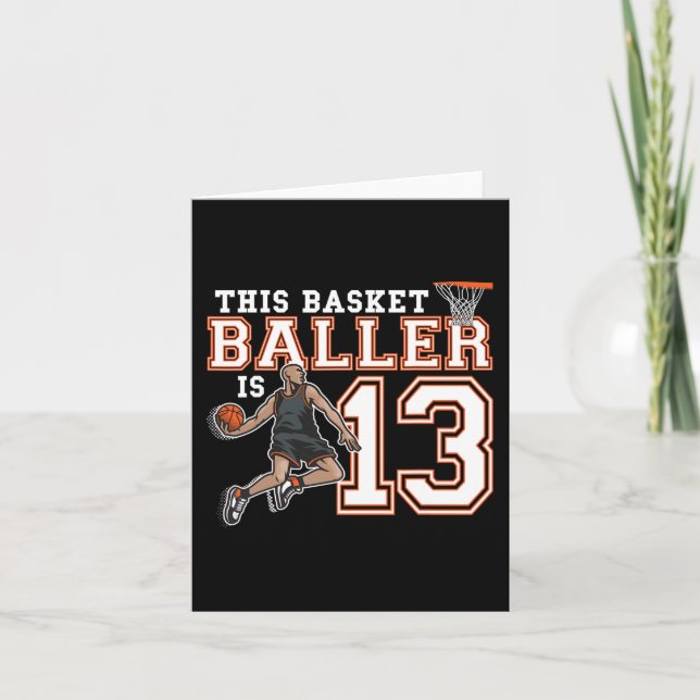 13 Year Old Basketball Birthday Party Hoops Player Card (Front)