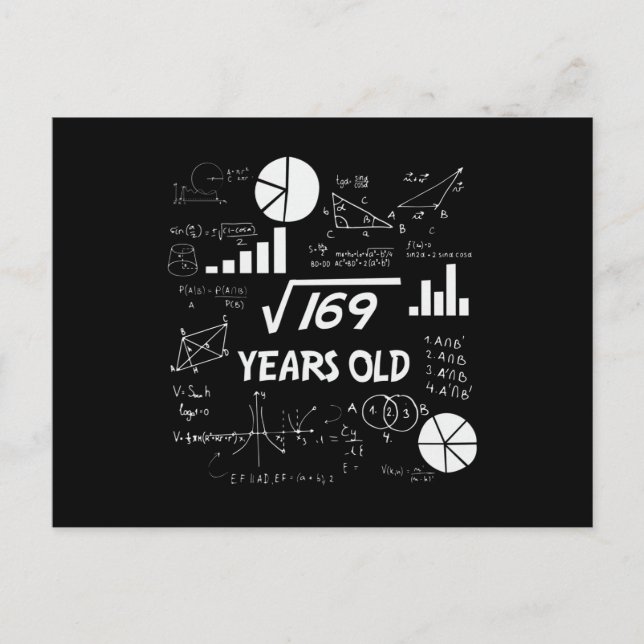 13 Year Old Bday Geeky Math 13th birthday Gift Postcard (Front)