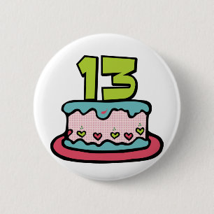 13 Year Old Birthday Cake 2 Inch Round Button