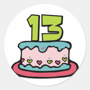 13 Year Old Birthday Cake Classic Round Sticker