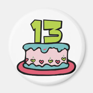 13 Year Old Birthday Cake Magnet