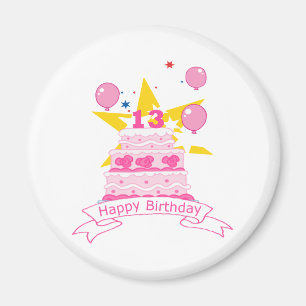 13 Year Old Birthday Cake Magnet