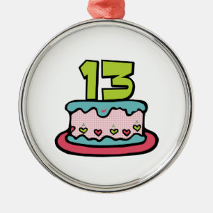 13 Year Old Birthday Cake Metal Ornament