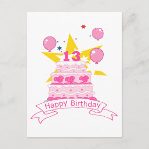 13 Year Old Birthday Cake Postcard