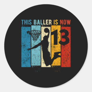 13 Year Old Bysketbyll 13th Birthday Boy  Classic Round Sticker