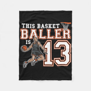 13 Year Old Bysketbyll Birthday Party Hoops Player Fleece Blanket