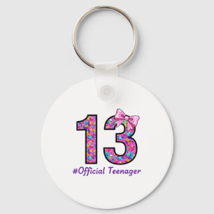 13 Year Old Coquette Bow Official Teenager 13th Bi Keychain