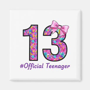 13 Year Old Coquette Bow Official Teenager 13th Bi Magnet