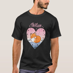 13 Year Old Cute Fox Birthday Girl 13th B Day T-Shirt