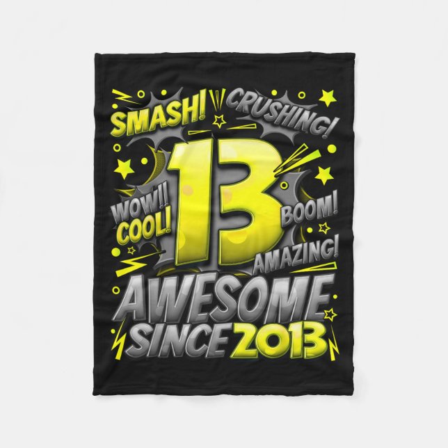 13 Year Old For Boys 13th Birthday Boy 13 Year Old Fleece Blanket (Front)