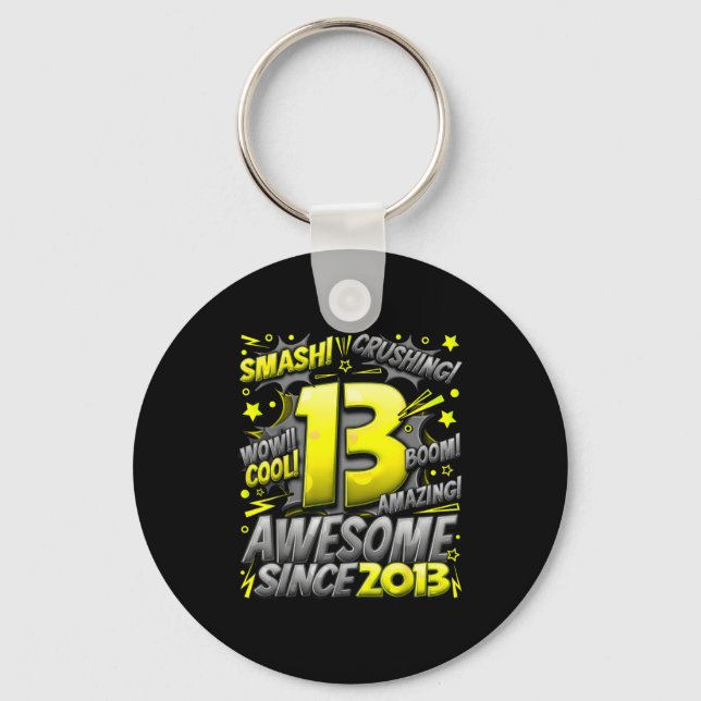 13 Year Old For Boys 13th Birthday Boy 13 Year Old Keychain (Front)