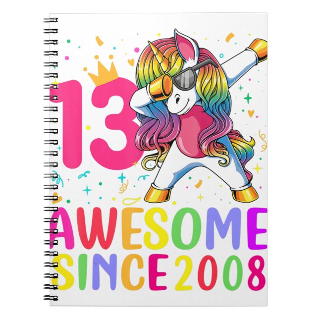 13 year old girl 13th Birthday unicorns gifts for  Notebook (Front)