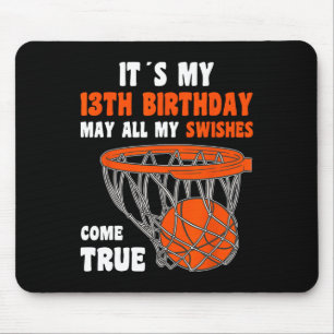 13 Year Old Happy 13th Birthday Bysketbyll 13th Bi Mouse Pad