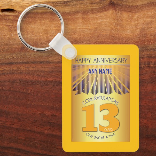 13 Year Sober Anniversary | Golden Ray 12 Step Keychain (Front)