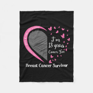 13 Years Cancer Free Breast Cancer Survivor Family Fleece Blanket