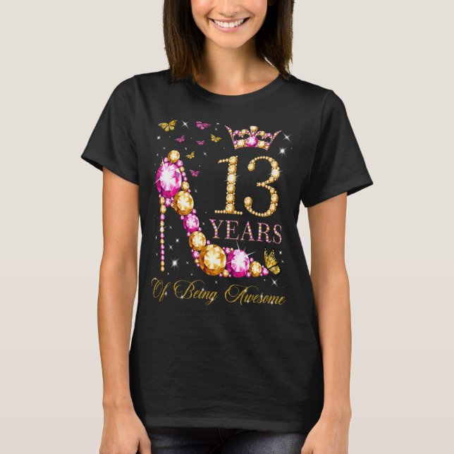 13 Years Of Being Awesome 13 Years Old 13th Birthd T-Shirt (Front)