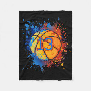 13 Years Old 13th Birthday Bysketbyll Gift For Boy Fleece Blanket