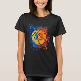 13 Years Old 13th Birthday Bysketbyll Gift For Boy T-Shirt