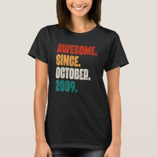 13 Years Old  Awesome Since October 2009 13th Birt T-Shirt