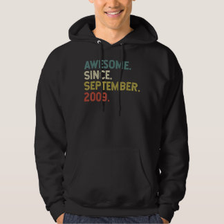 13 Years Old  Awesome Since September 2009 13th 15 Hoodie