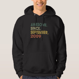 13 Years Old  Awesome Since September 2009 13th Hoodie