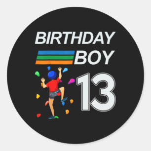 13 Years Old Birthday Bouldering Rock Climbing For Classic Round Sticker