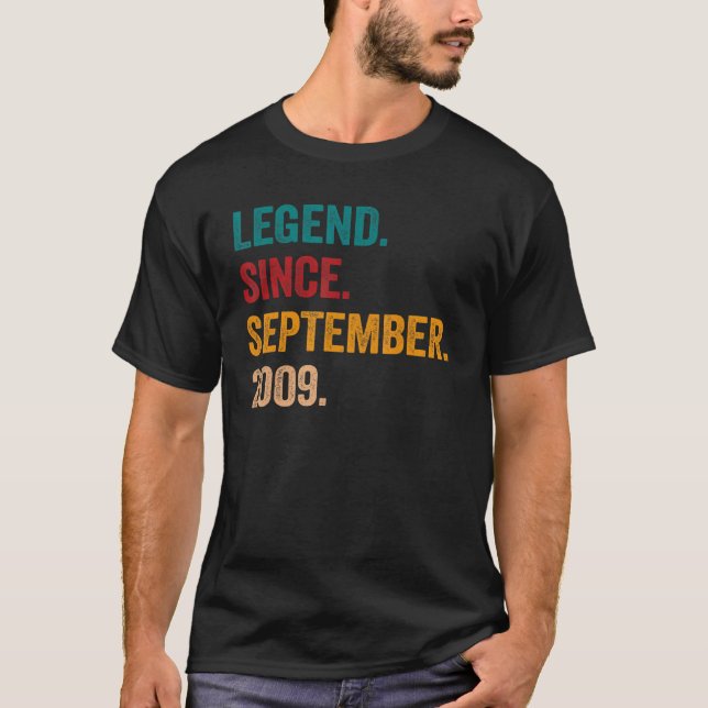 13 Years Old Gift Legend Since September 2009 13th T-Shirt (Front)